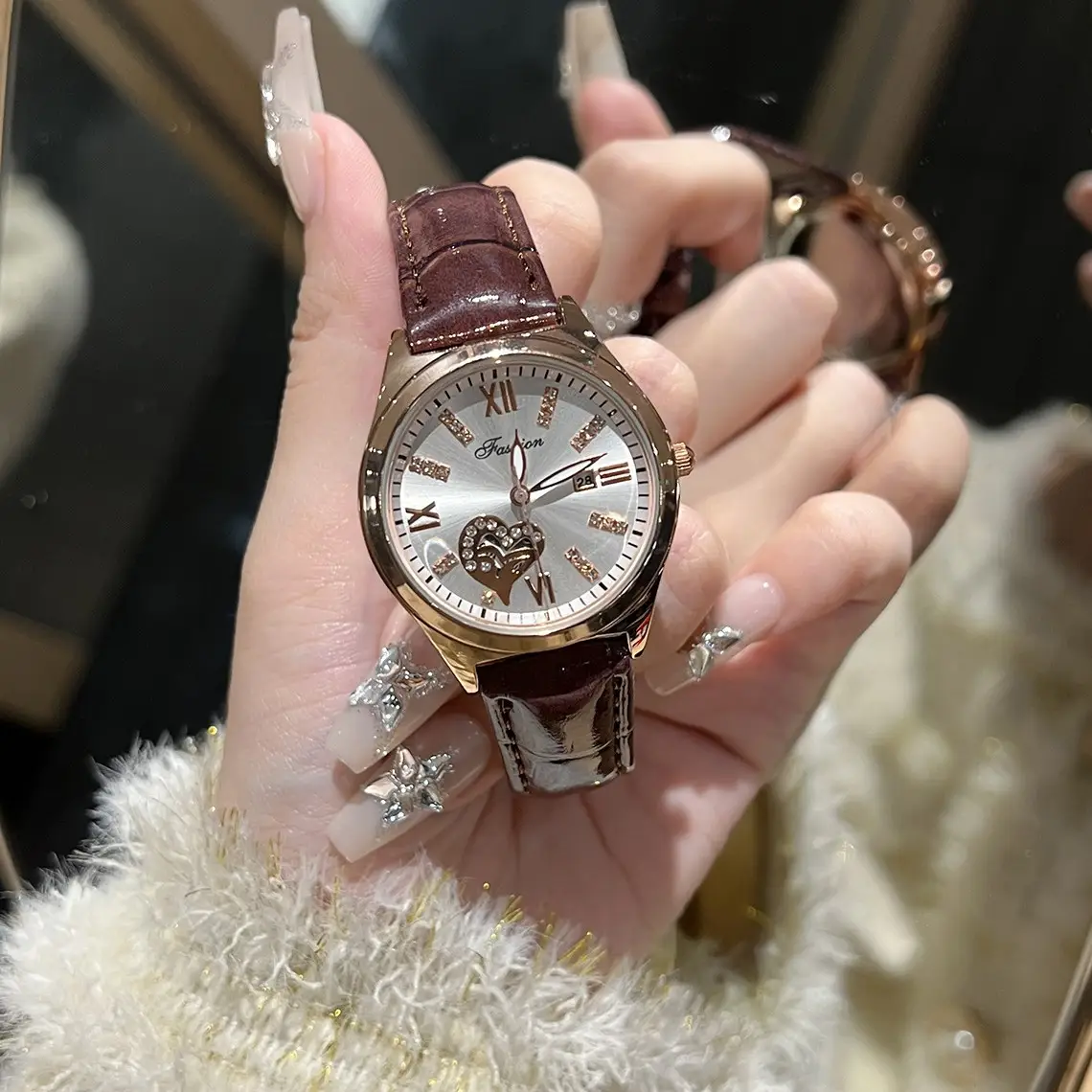 Women's Love Heart Peach Watch Quartz Waterproof - Image 7