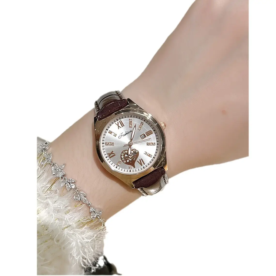 Women's Love Heart Peach Watch Quartz Waterproof - Image 8