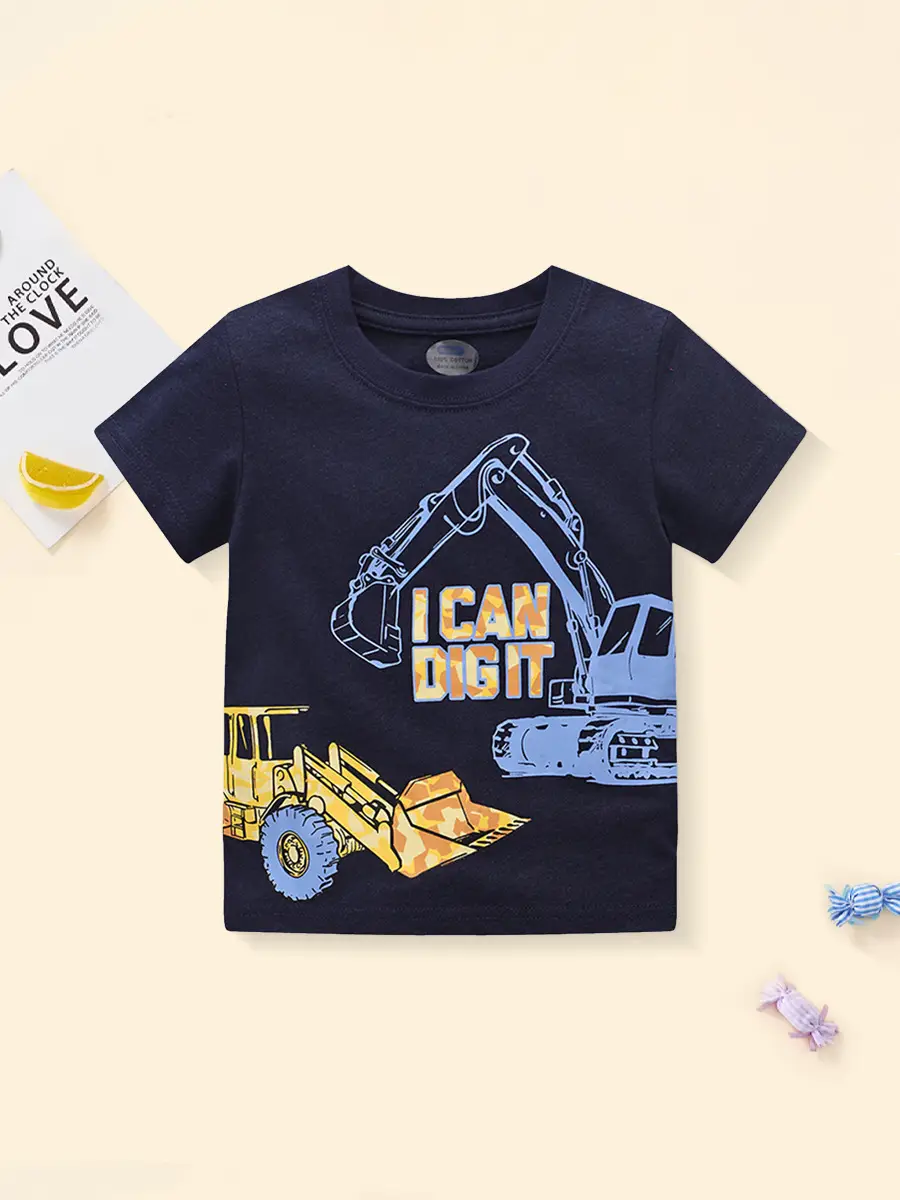 2024 Kids Digger T-Shirt Cotton Blue Short Sleeve - Image 6