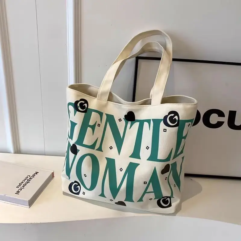 Printed Canvas Tote Bag for Students, Large Capacity, All-Match Design - Image 3