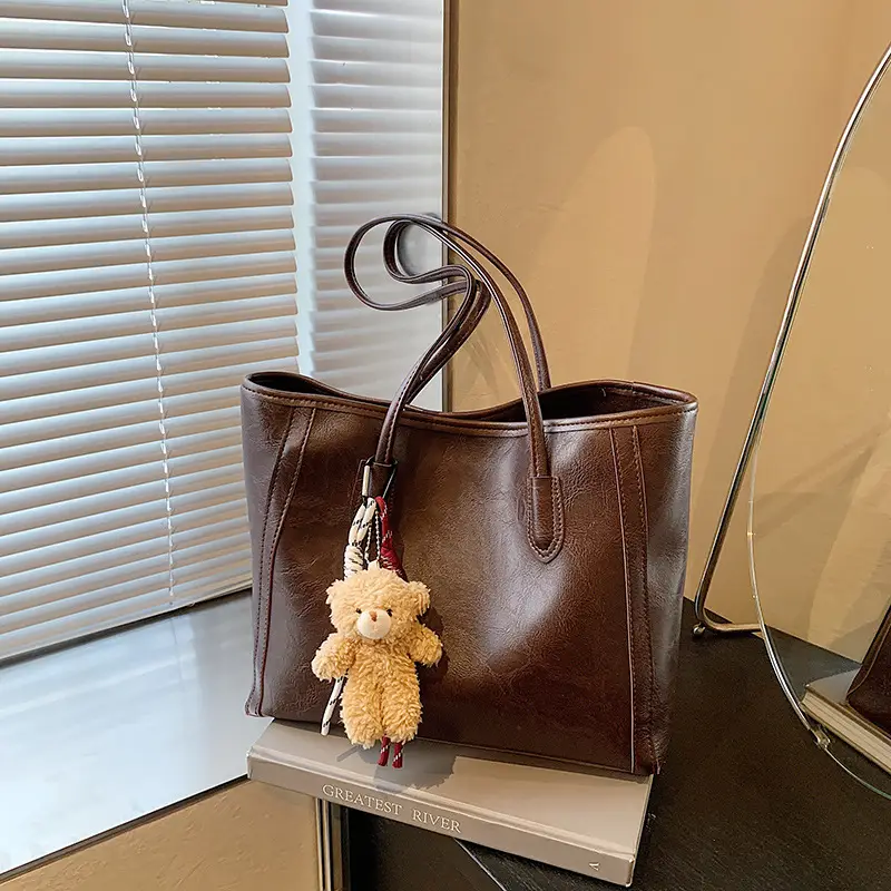 Textured Korean Style Shoulder Bag Beige 2024 - Image 10