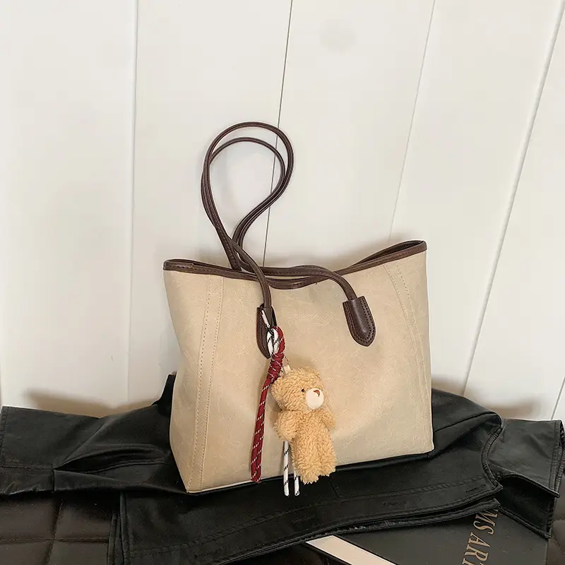 Textured Korean Style Shoulder Bag Beige 2024 - Image 12