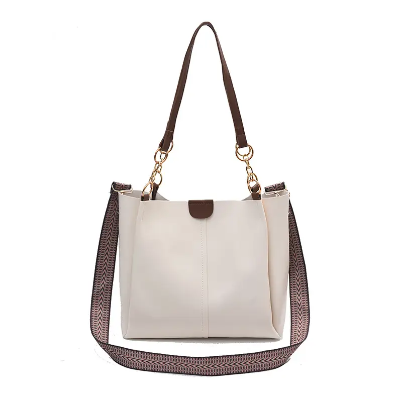 Black Retro Large Capacity Shoulder Bag with Wide Strap - Image 2