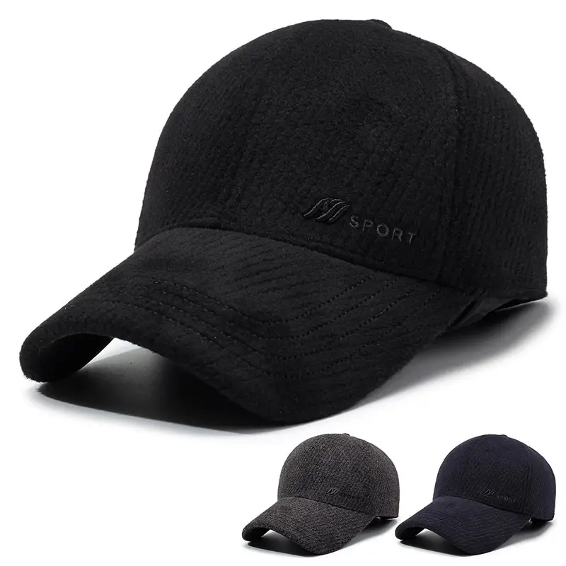 Men's Black Cotton Winter Cap with Ear Protection - Image 5
