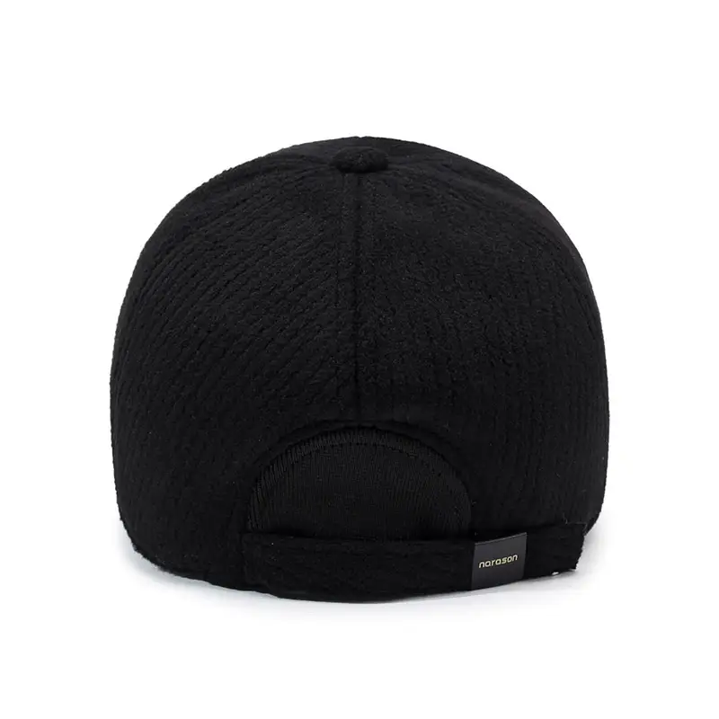 Men's Black Cotton Winter Cap with Ear Protection - Image 6