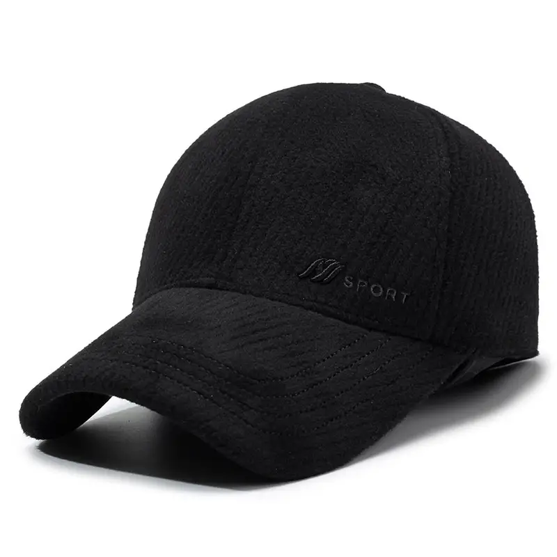 Men's Black Cotton Winter Cap with Ear Protection - Image 8