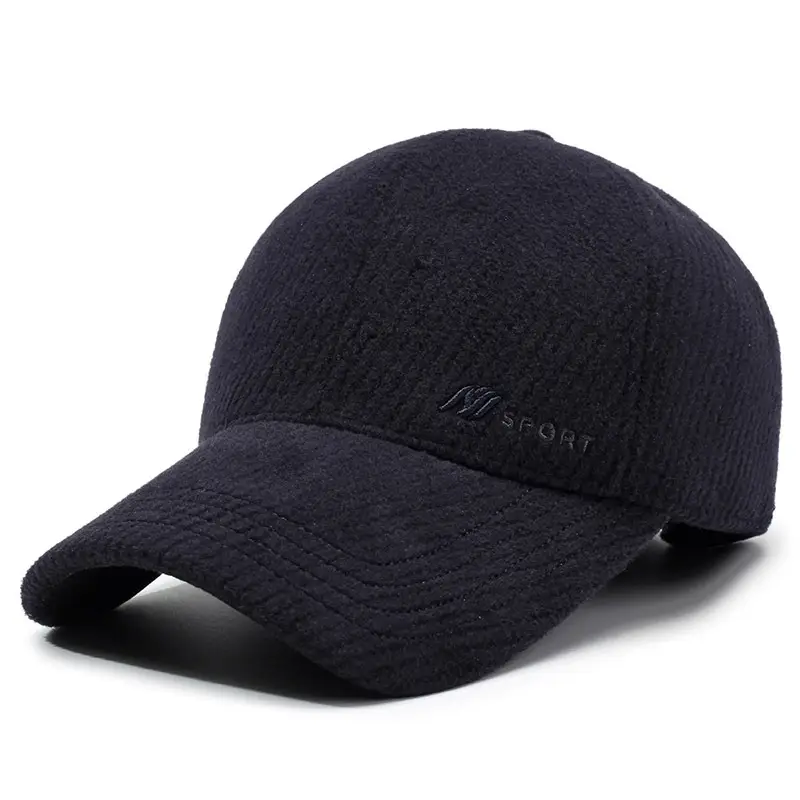 Men's Black Cotton Winter Cap with Ear Protection - Image 3