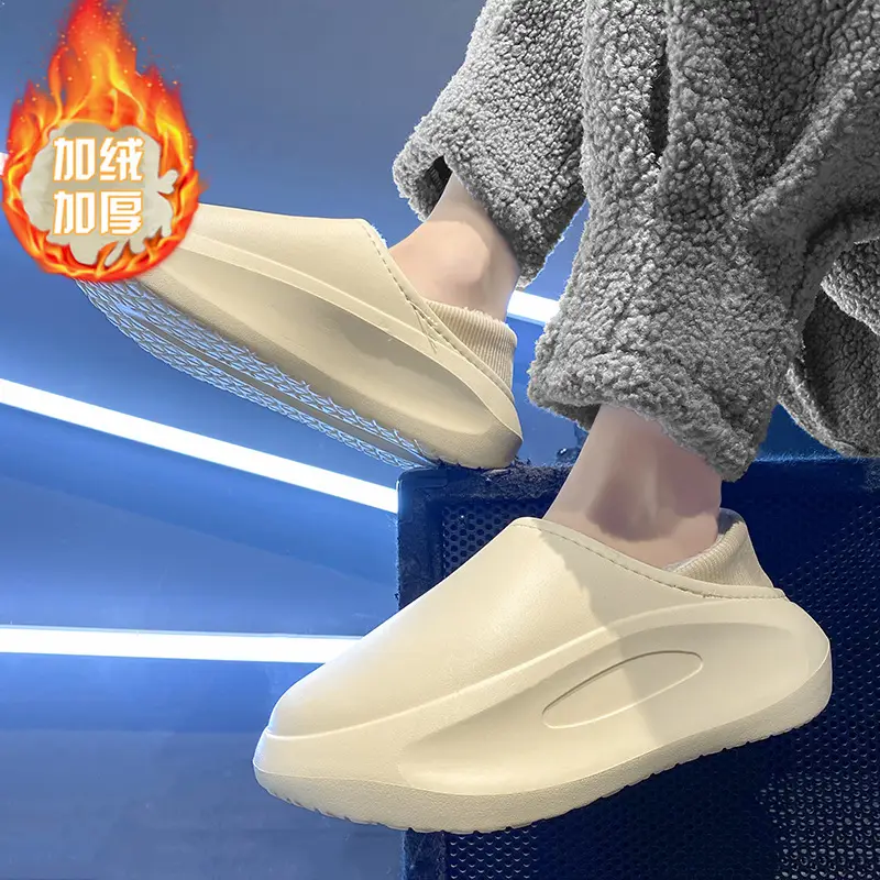 Cotton Slippers Men's Winter Outfit fleece-lined Thickened Warm Heel Couple Slippers Parent-Child Indoor Home Waterproof Cotton Shoes - Image 5