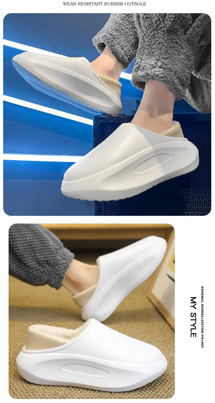 Cotton Slippers Men's Winter Outfit fleece-lined Thickened Warm Heel Couple Slippers Parent-Child Indoor Home Waterproof Cotton Shoes — feature 12