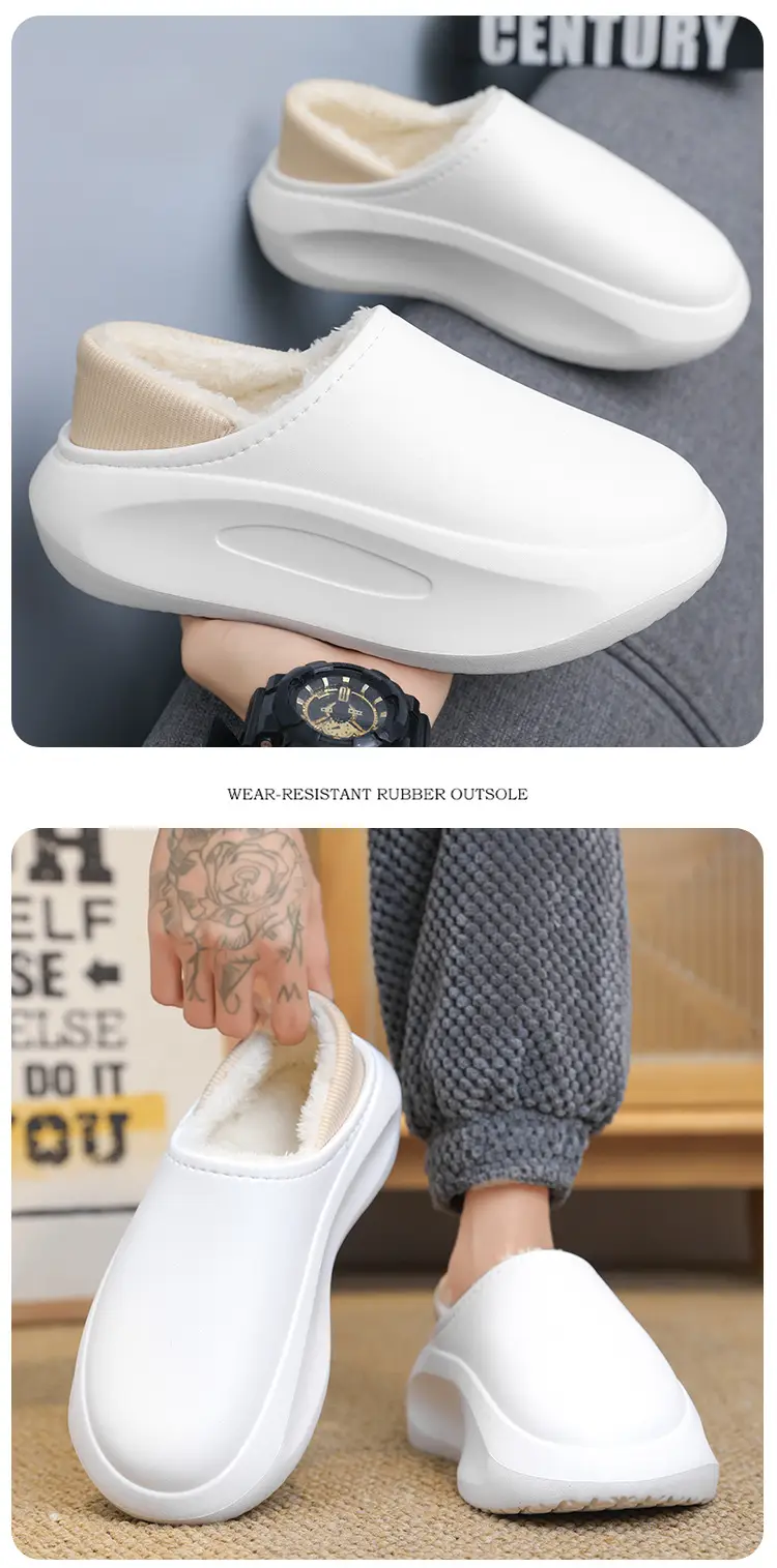 Cotton Slippers Men's Winter Outfit fleece-lined Thickened Warm Heel Couple Slippers Parent-Child Indoor Home Waterproof Cotton Shoes — feature 13