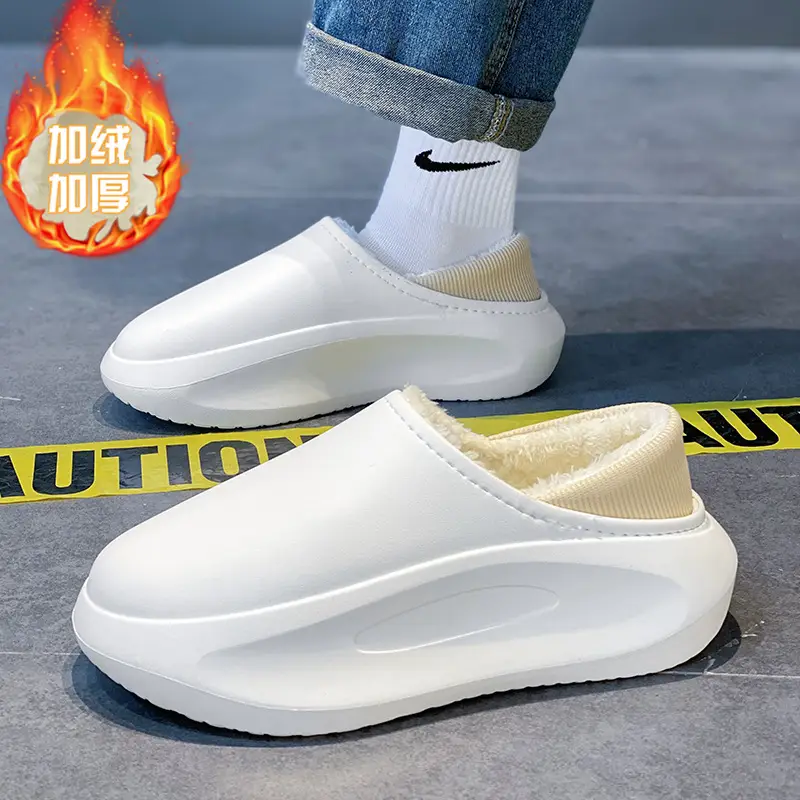 Cotton Slippers Men's Winter Outfit fleece-lined Thickened Warm Heel Couple Slippers Parent-Child Indoor Home Waterproof Cotton Shoes - Image 3