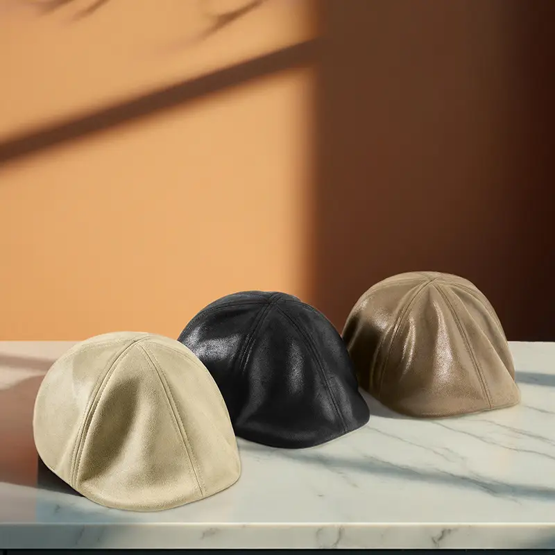 2025 New Retro Pu Leather Forward Hat for Men