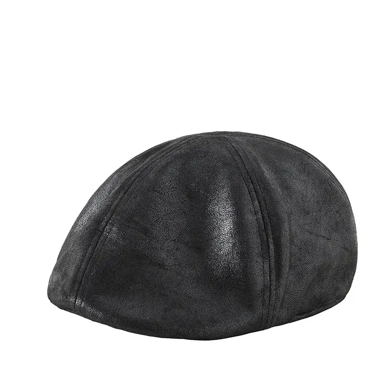 2025 New Retro Pu Leather Forward Hat for Men