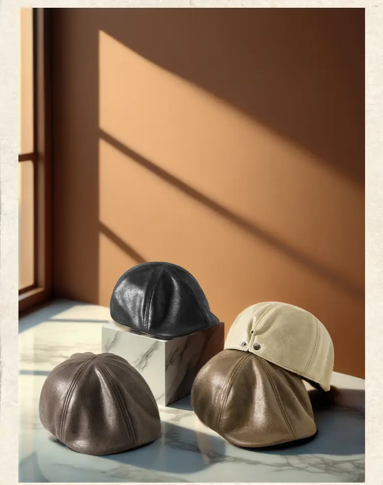 2025 New Retro Pu Leather Forward Hat for Men — feature 12