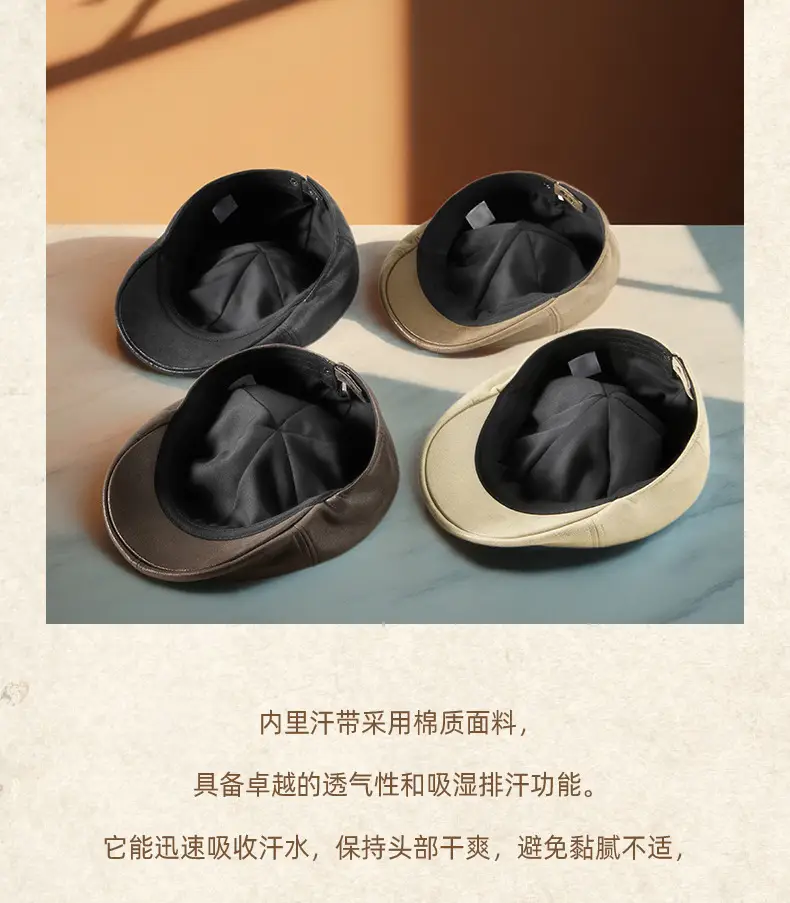 2025 New Retro Pu Leather Forward Hat for Men — feature 18