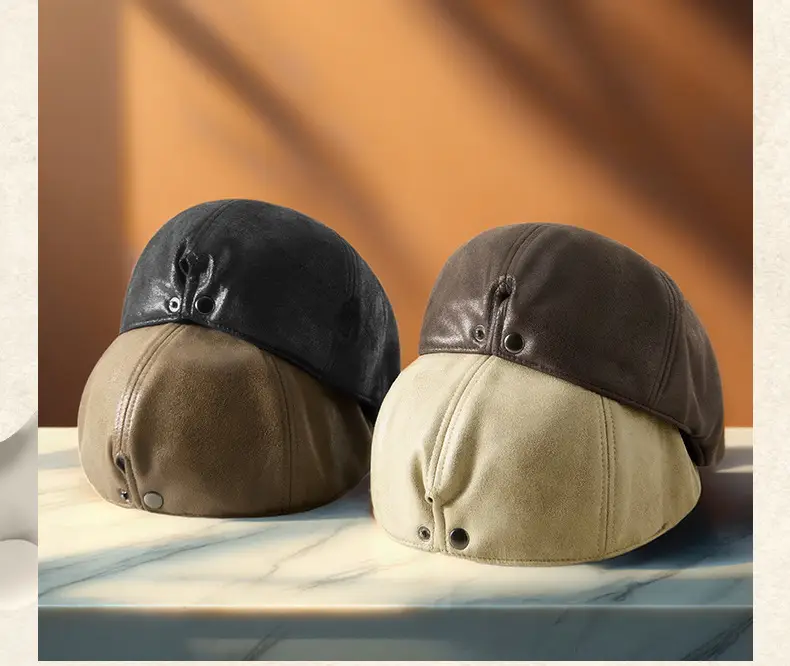 2025 New Retro Pu Leather Forward Hat for Men — feature 25