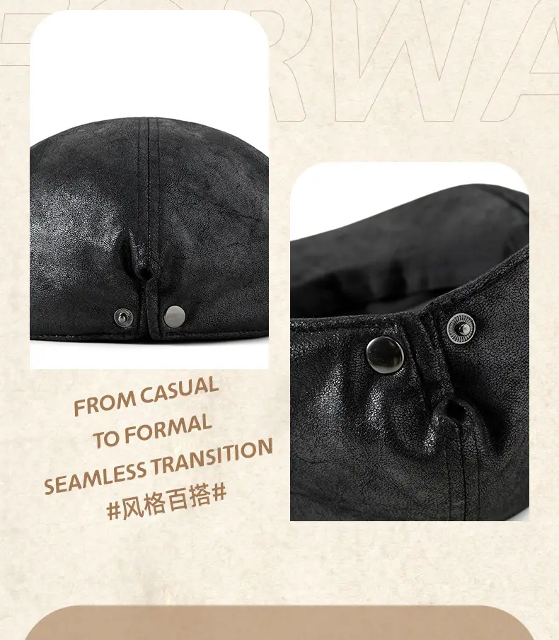 2025 New Retro Pu Leather Forward Hat for Men — feature 27