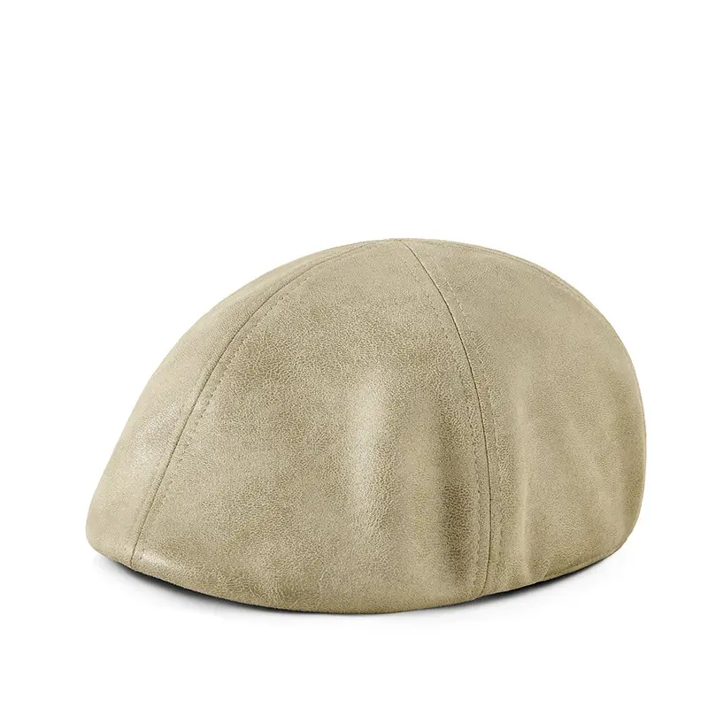 2025 New Retro Pu Leather Forward Hat for Men