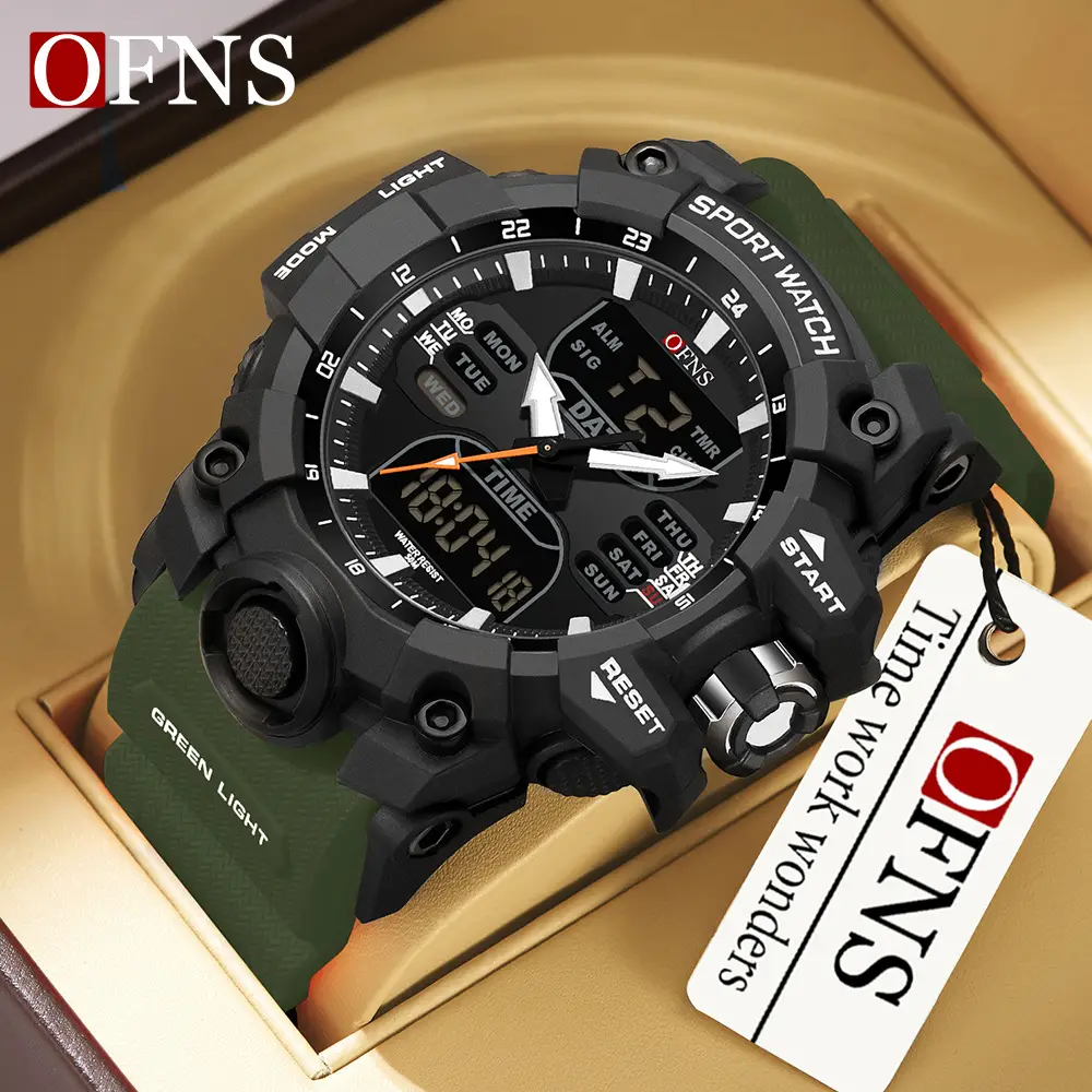 Ofns Black Waterproof Sports Watch with Digital Display - Image 7