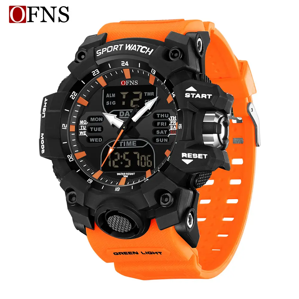 Ofns Black Waterproof Sports Watch with Digital Display - Image 3