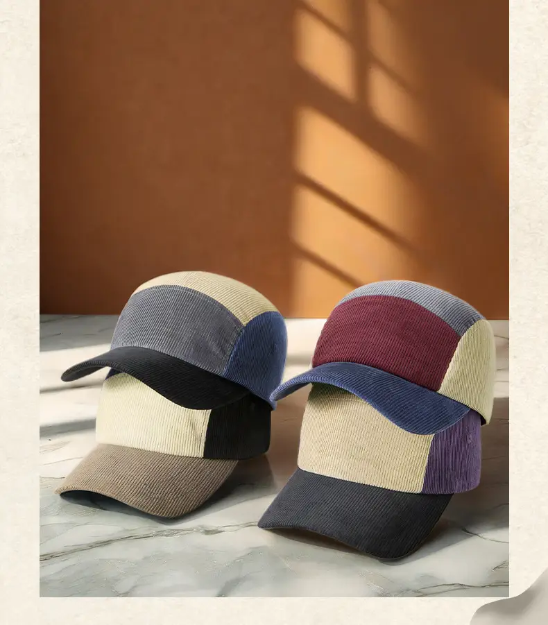 Men Women Warm Corduroy Hat Contrast Color Retro Duck Tongue — feature 15