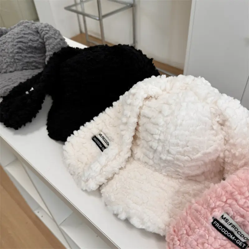 Black Faux Fur Baseball Cap for Girls Winter - Image 6