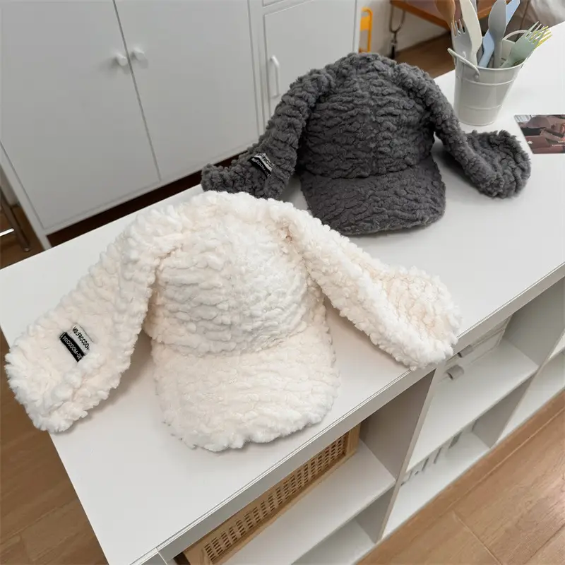Black Faux Fur Baseball Cap for Girls Winter - Image 8