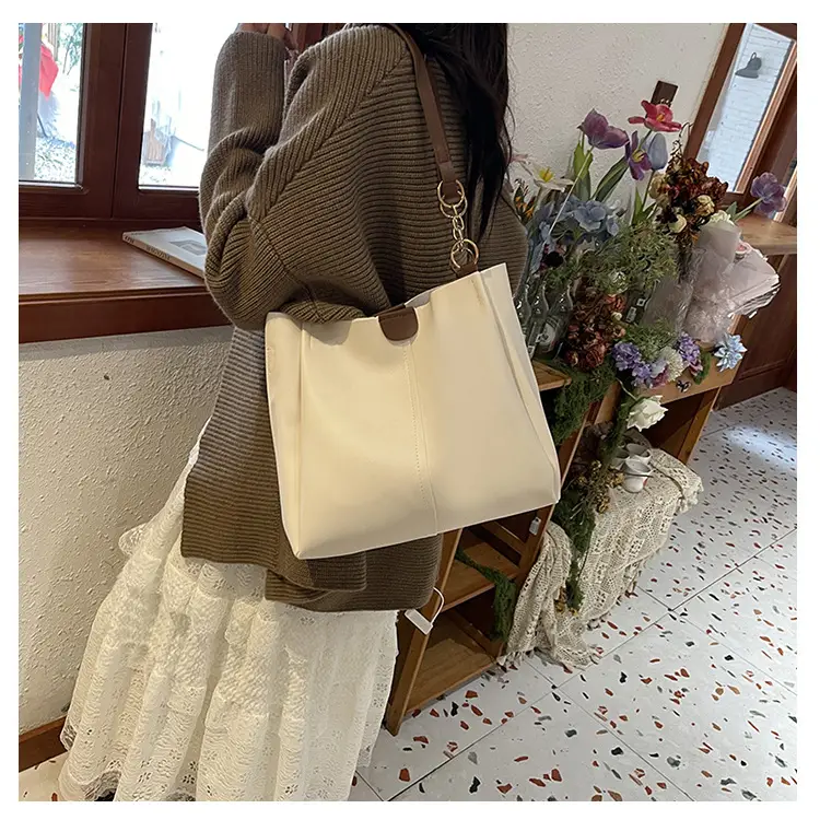 Women's Large Capacity Shoulder Bag Cream Brown — feature 15