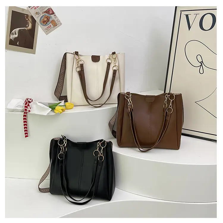 Women's Large Capacity Shoulder Bag Cream Brown — feature 24