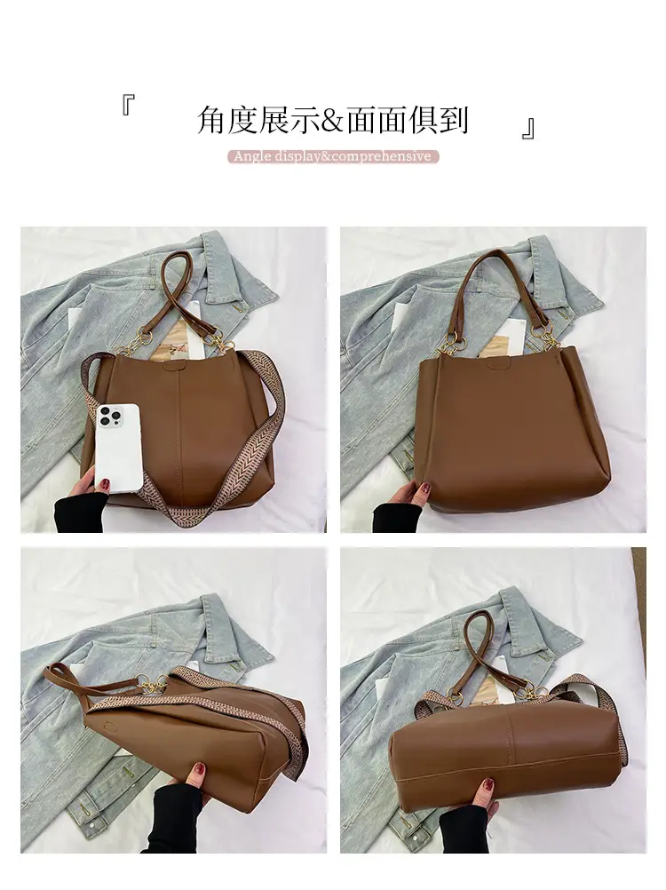 Women's Large Capacity Shoulder Bag Cream Brown — feature 5