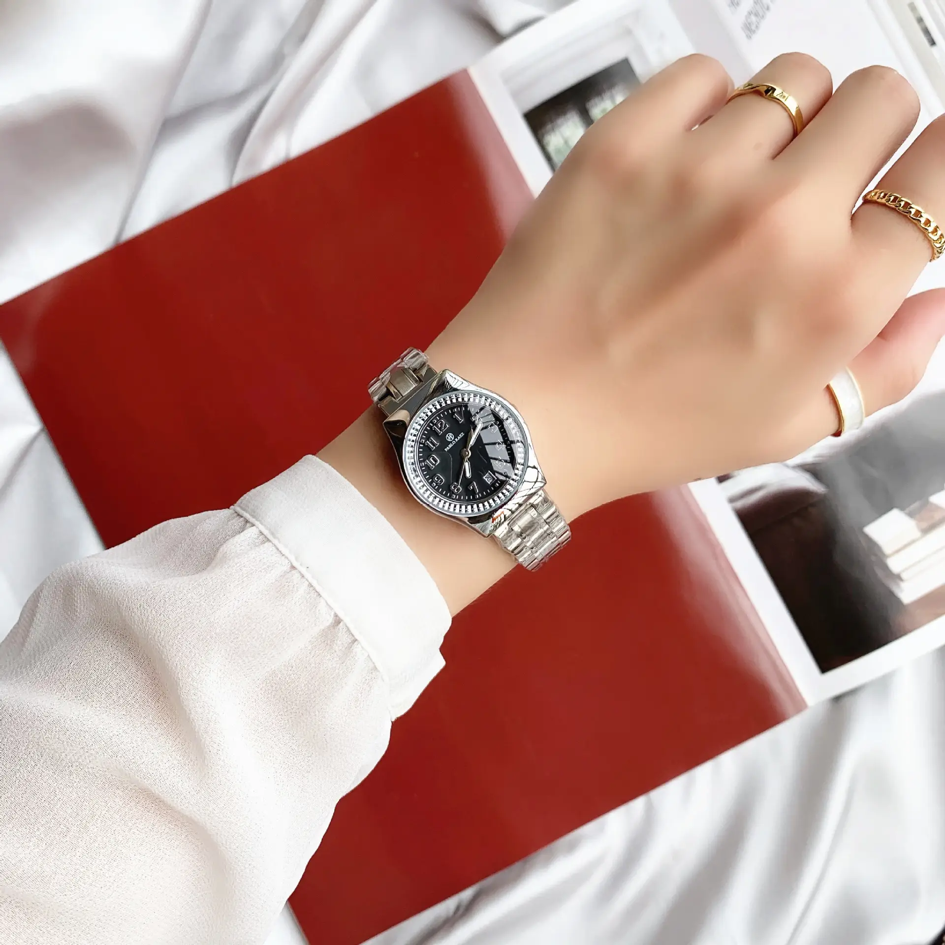 Stainless Steel Butterfly Dial Women's Watch