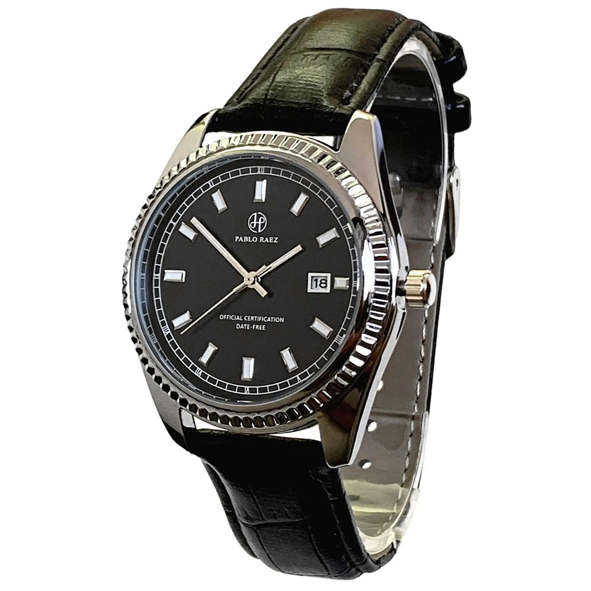 Men's Luminous Brown Leather Watch with Date Display - Image 2