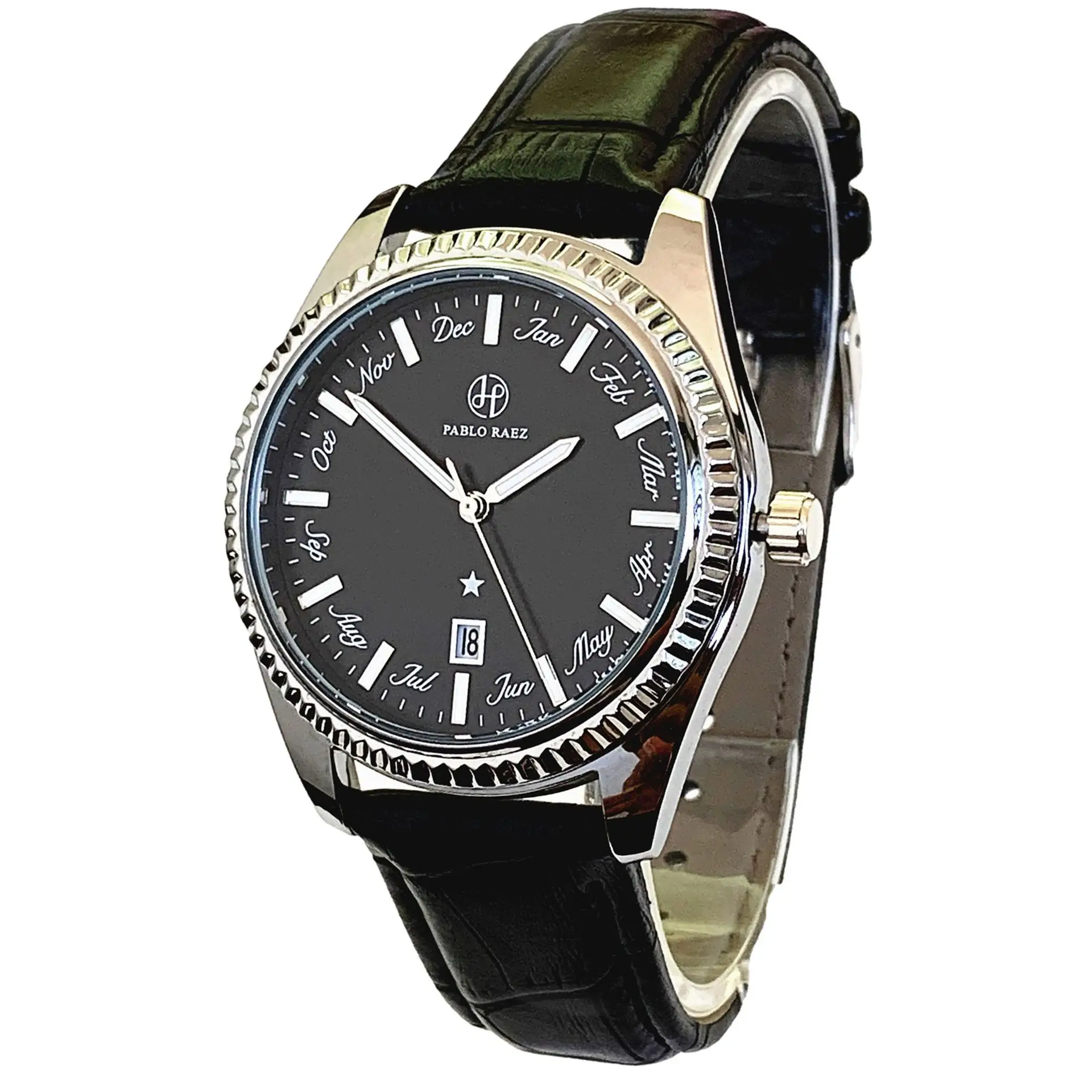 Men's Luminous Brown Leather Watch with Date Display - Image 5