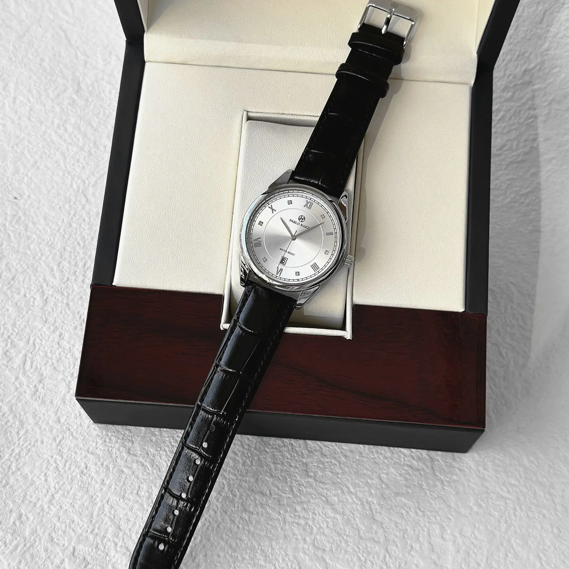 PABLO RAEZ Men's Quartz Watch Brown Leather Belt - Image 5