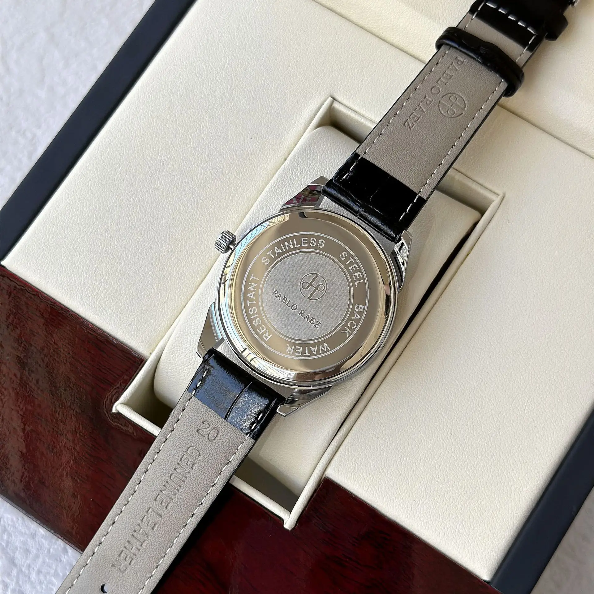 PABLO RAEZ Men's Quartz Watch Brown Leather Belt - Image 7