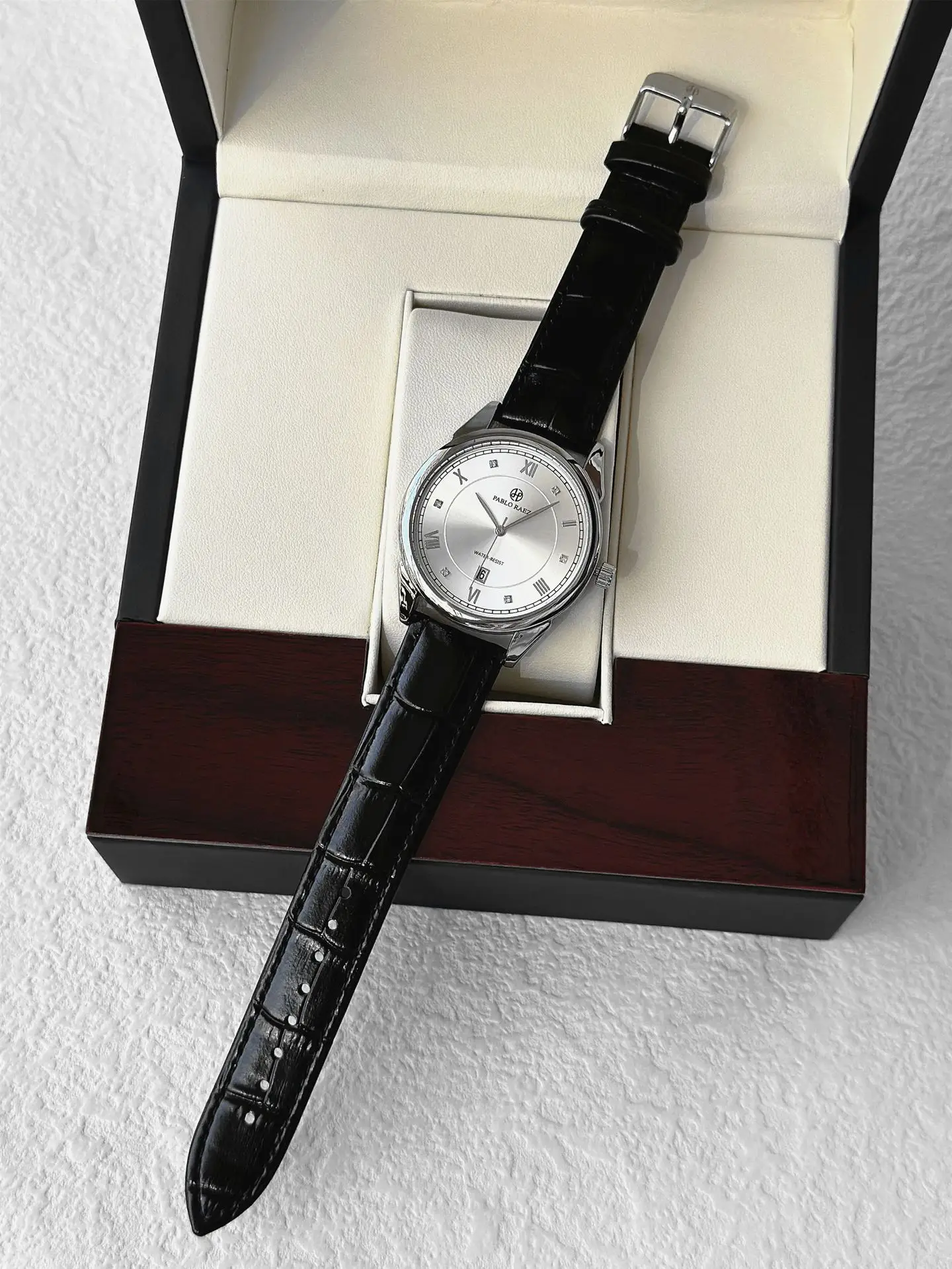 PABLO RAEZ Men's Quartz Watch Brown Leather Belt — feature 15