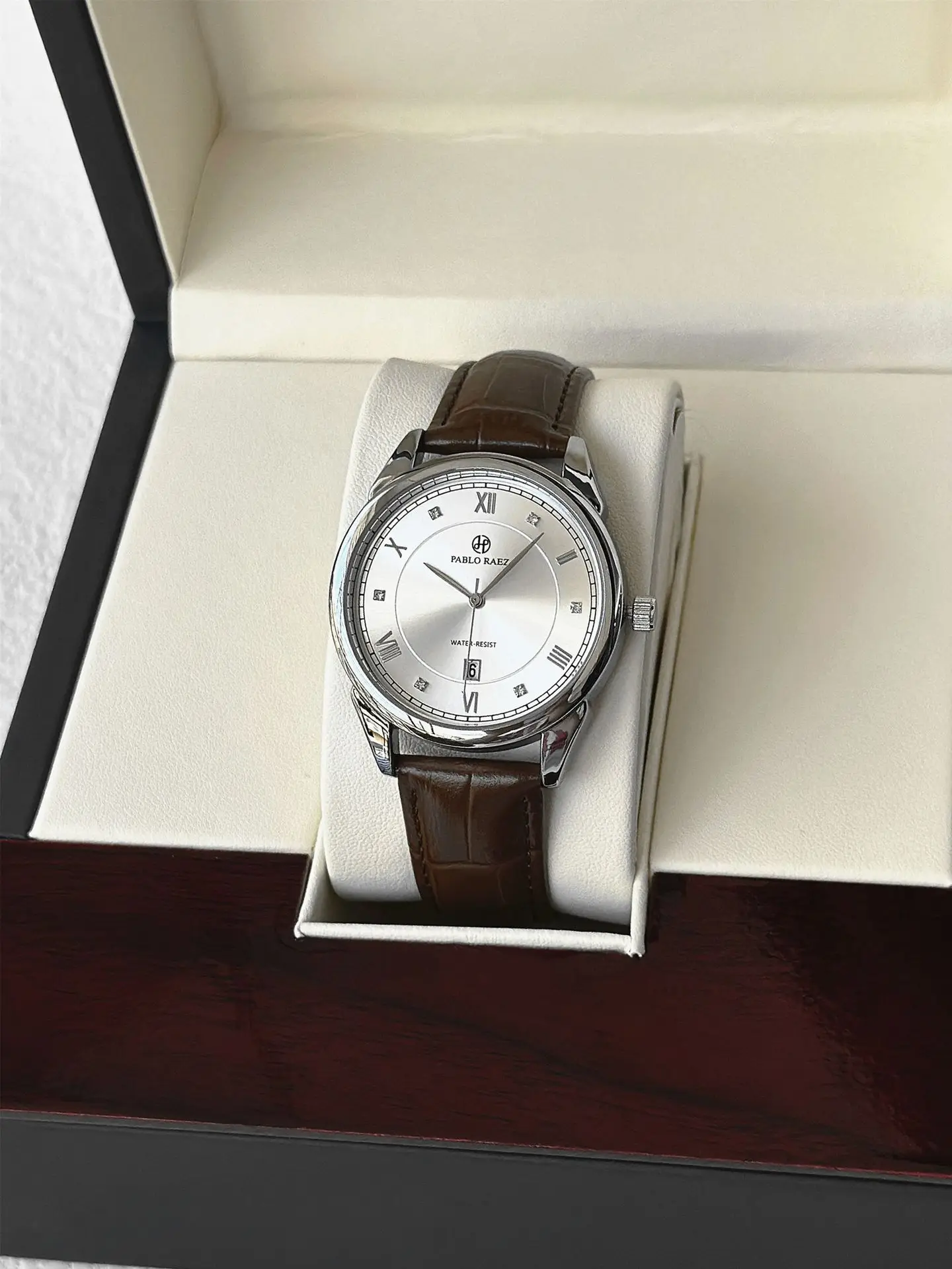 PABLO RAEZ Men's Quartz Watch Brown Leather Belt — feature 22