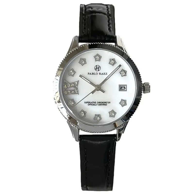PABLO RAEZ Diamond Watch for Women Black Leather - Image 9