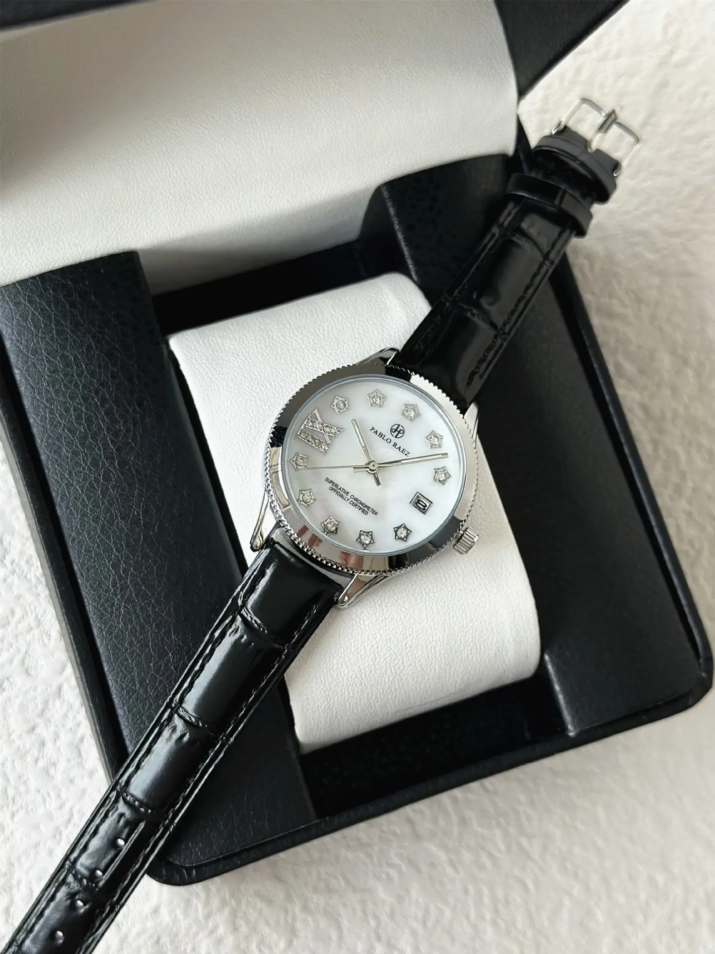 PABLO RAEZ Diamond Watch for Women Black Leather — feature 10