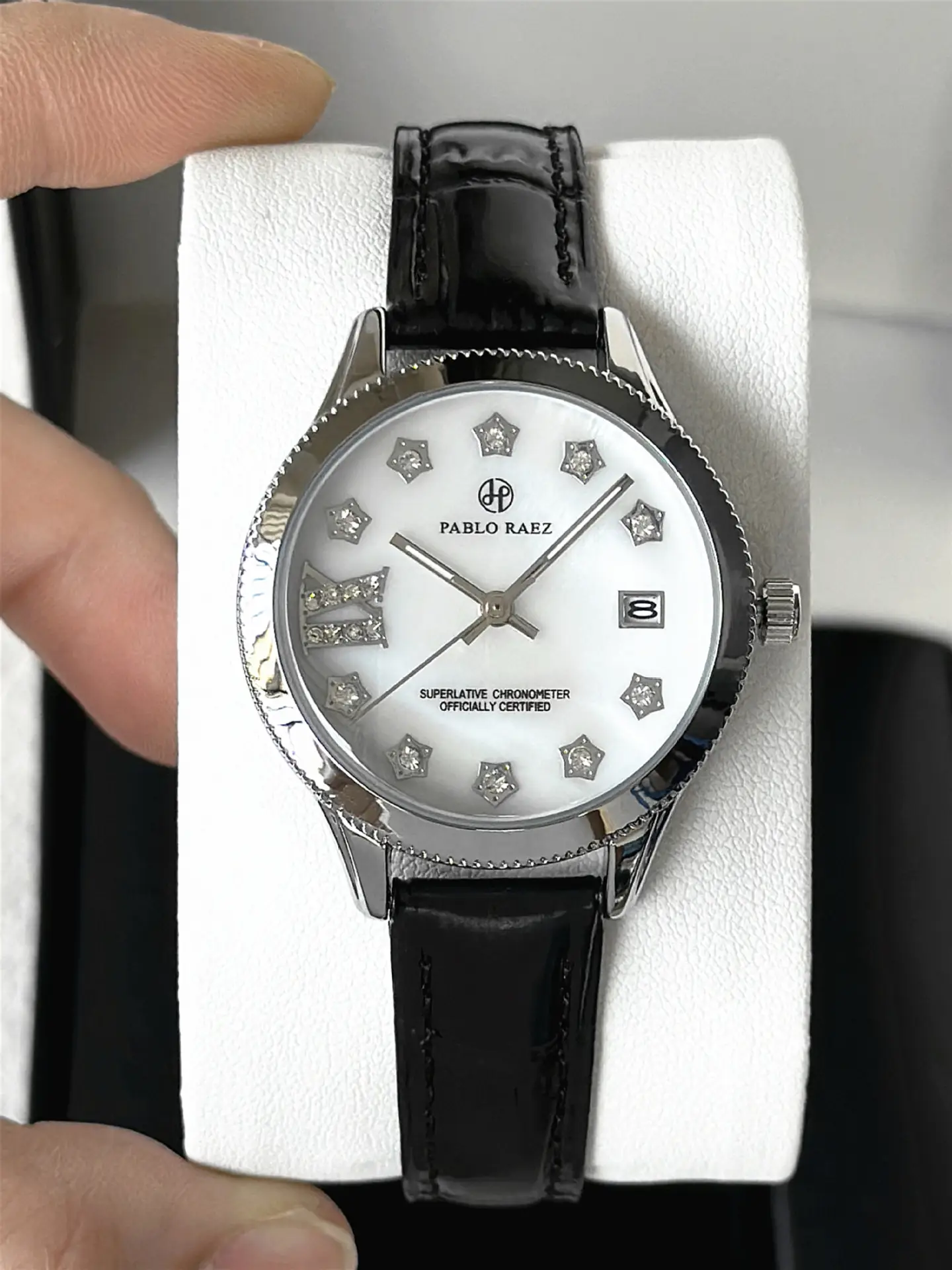 PABLO RAEZ Diamond Watch for Women Black Leather — feature 12