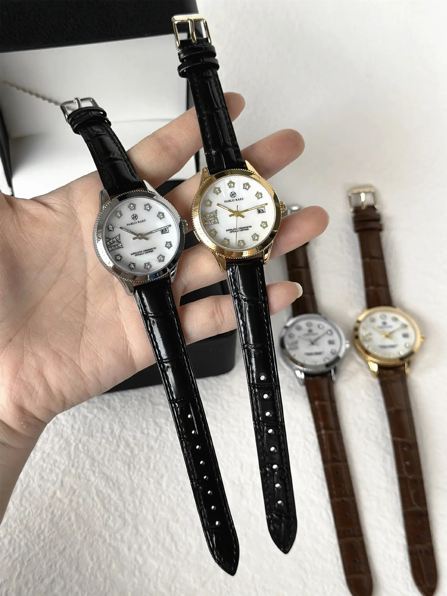 PABLO RAEZ Diamond Watch for Women Black Leather — feature 17