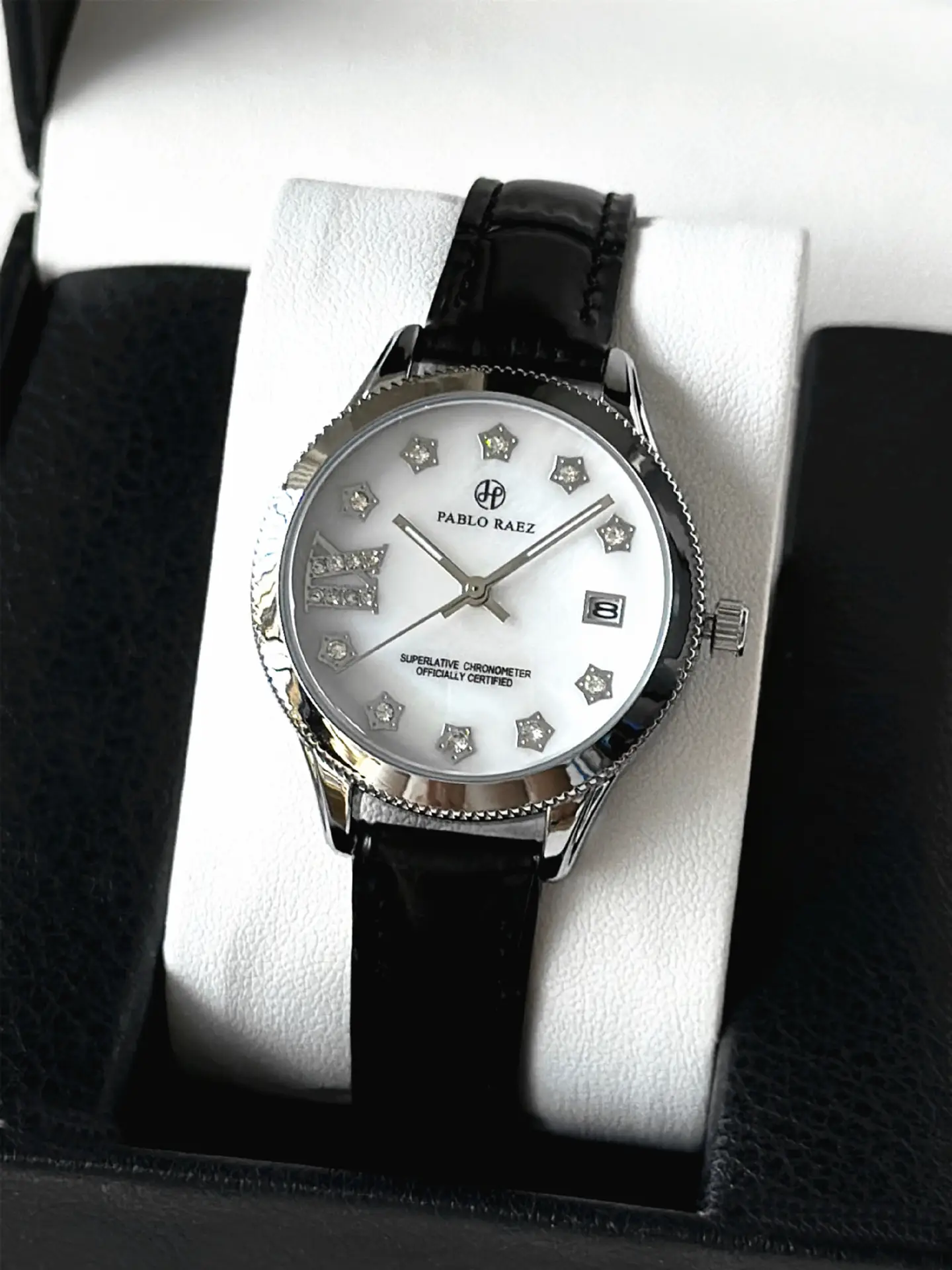 PABLO RAEZ Diamond Watch for Women Black Leather — feature 22