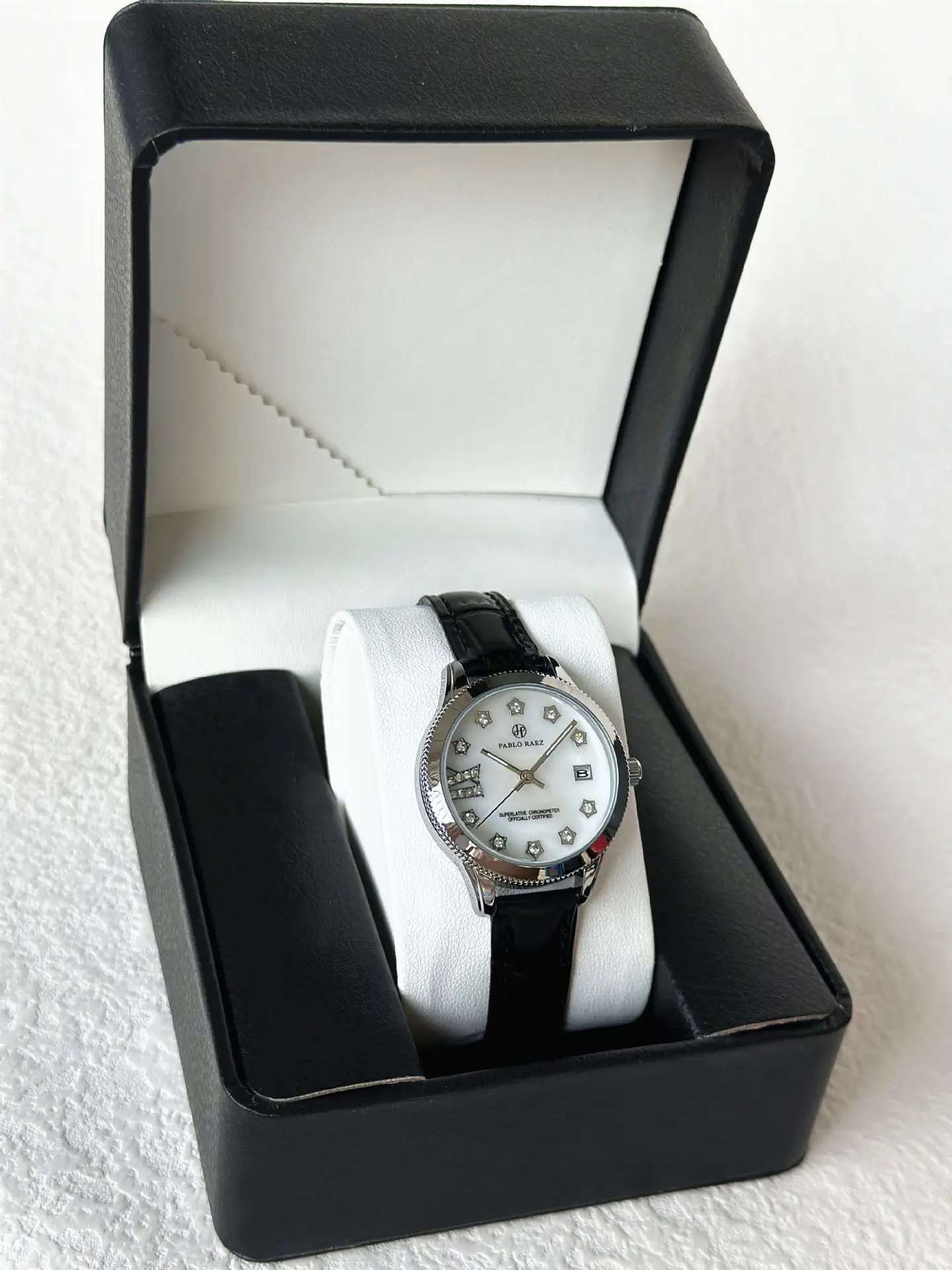 PABLO RAEZ Diamond Watch for Women Black Leather — feature 23