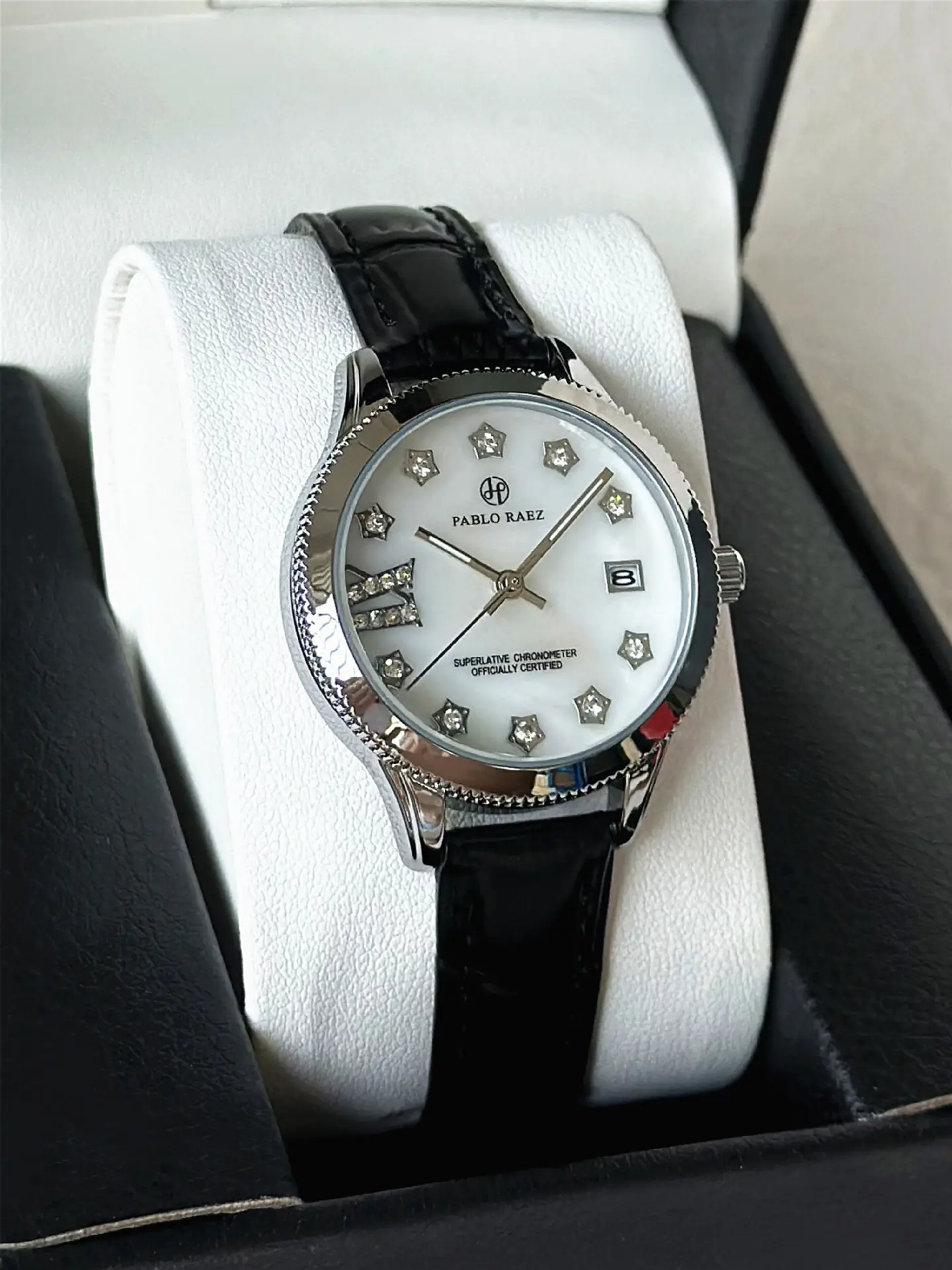 PABLO RAEZ Diamond Watch for Women Black Leather — feature 24
