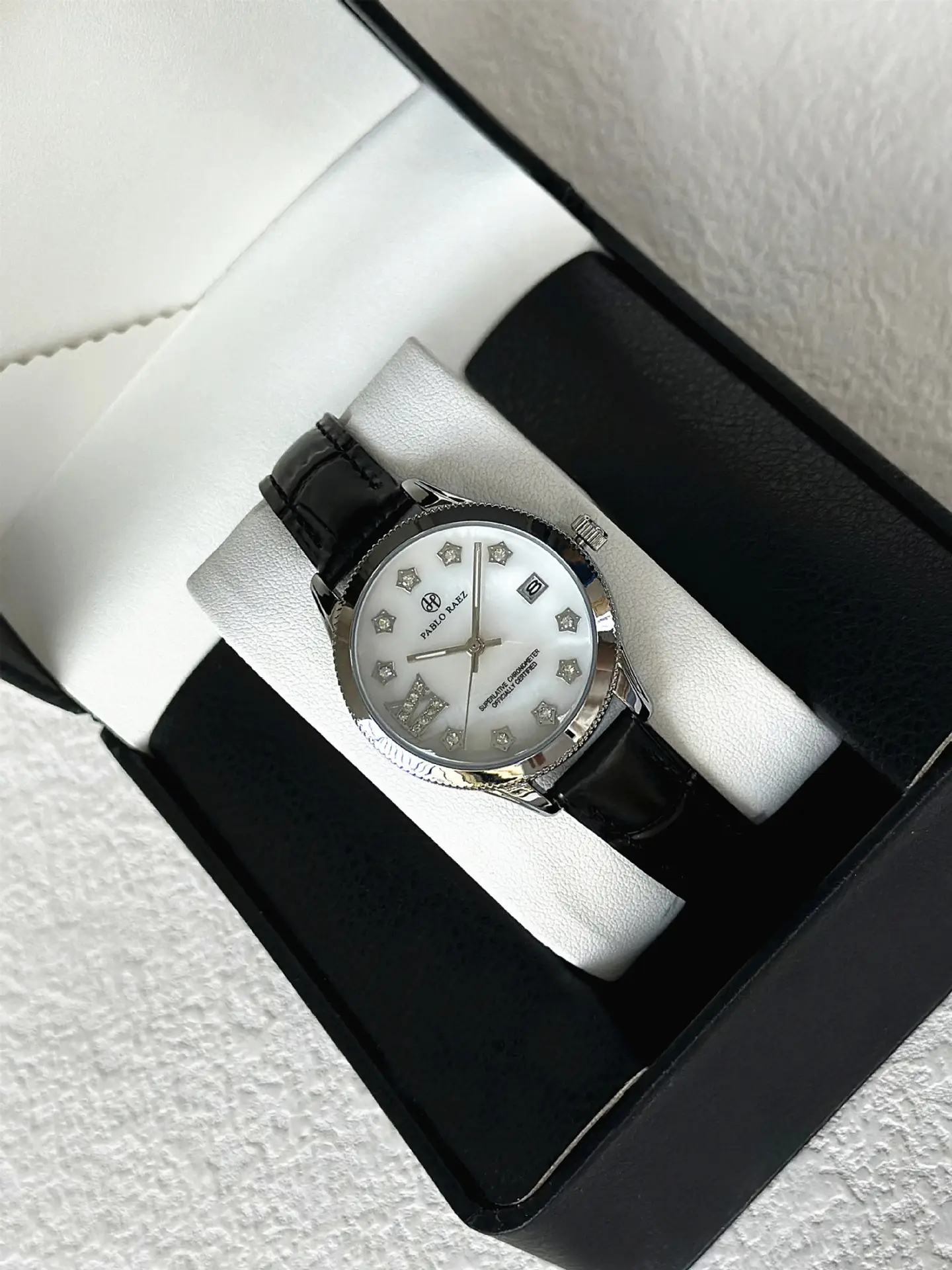 PABLO RAEZ Diamond Watch for Women Black Leather — feature 25