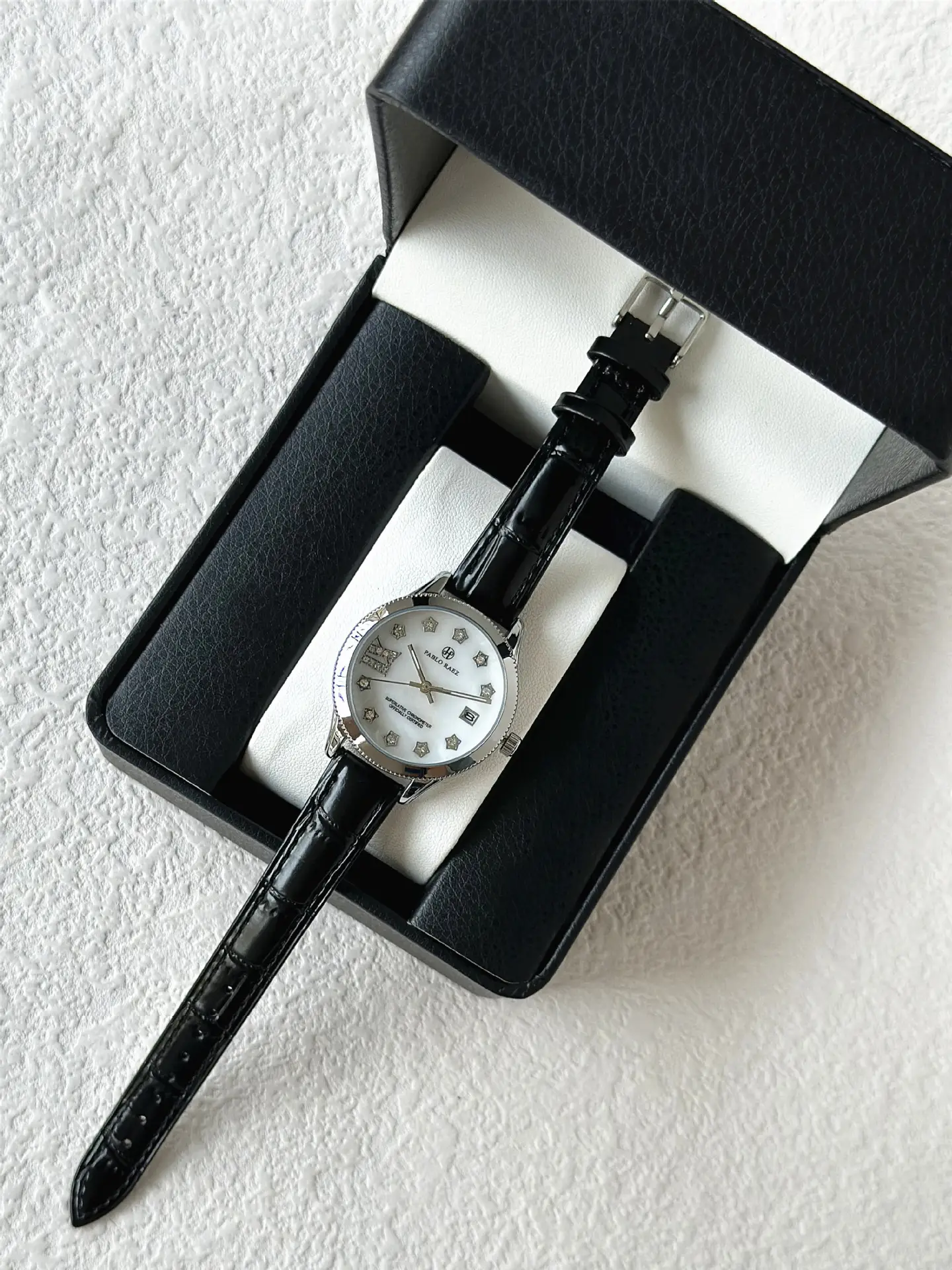 PABLO RAEZ Diamond Watch for Women Black Leather — feature 27