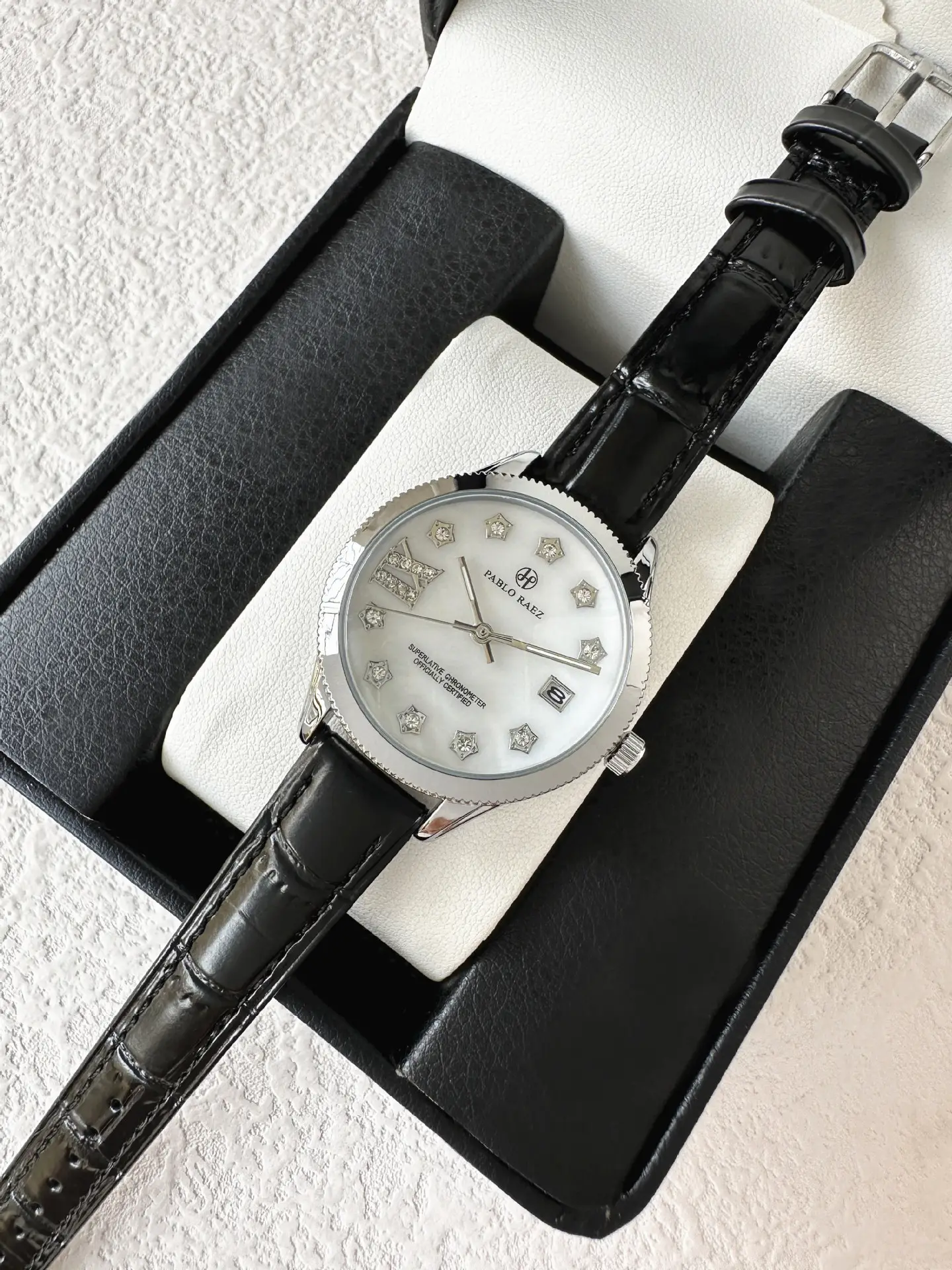 PABLO RAEZ Diamond Watch for Women Black Leather — feature 28
