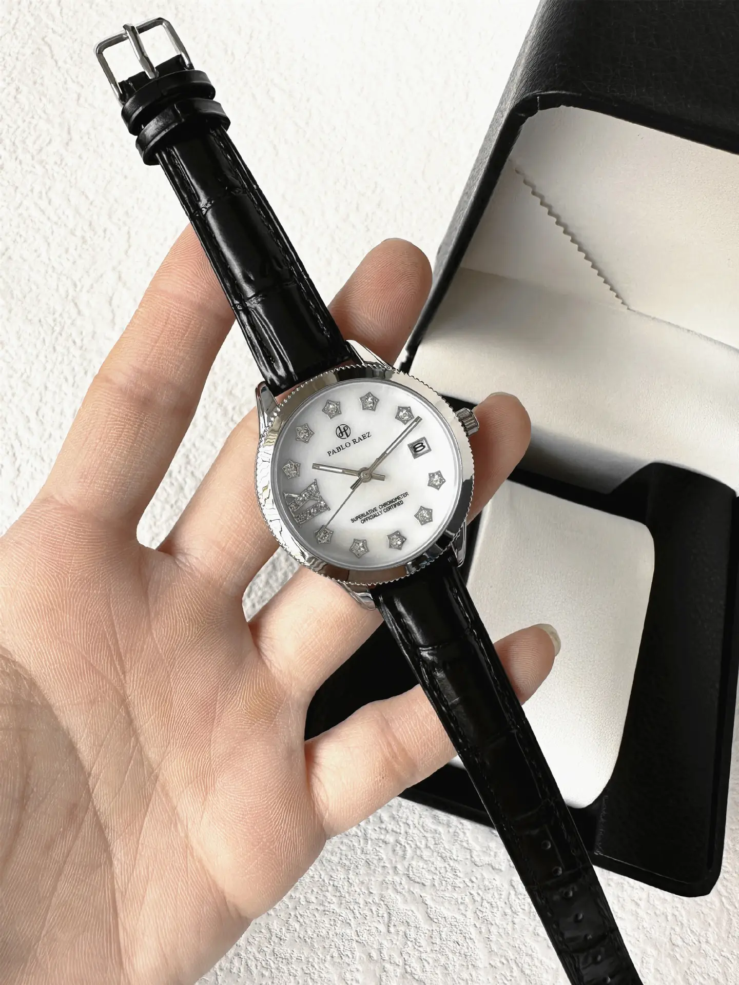PABLO RAEZ Diamond Watch for Women Black Leather — feature 29