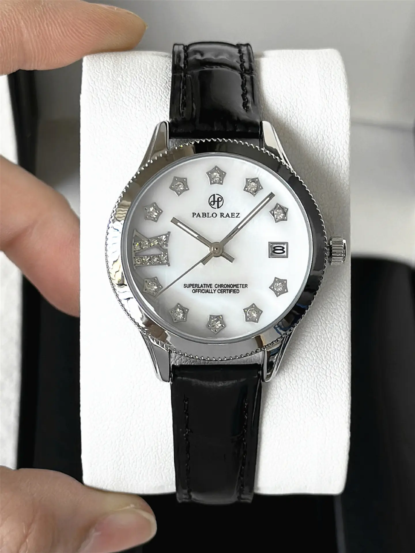 PABLO RAEZ Diamond Watch for Women Black Leather — feature 30