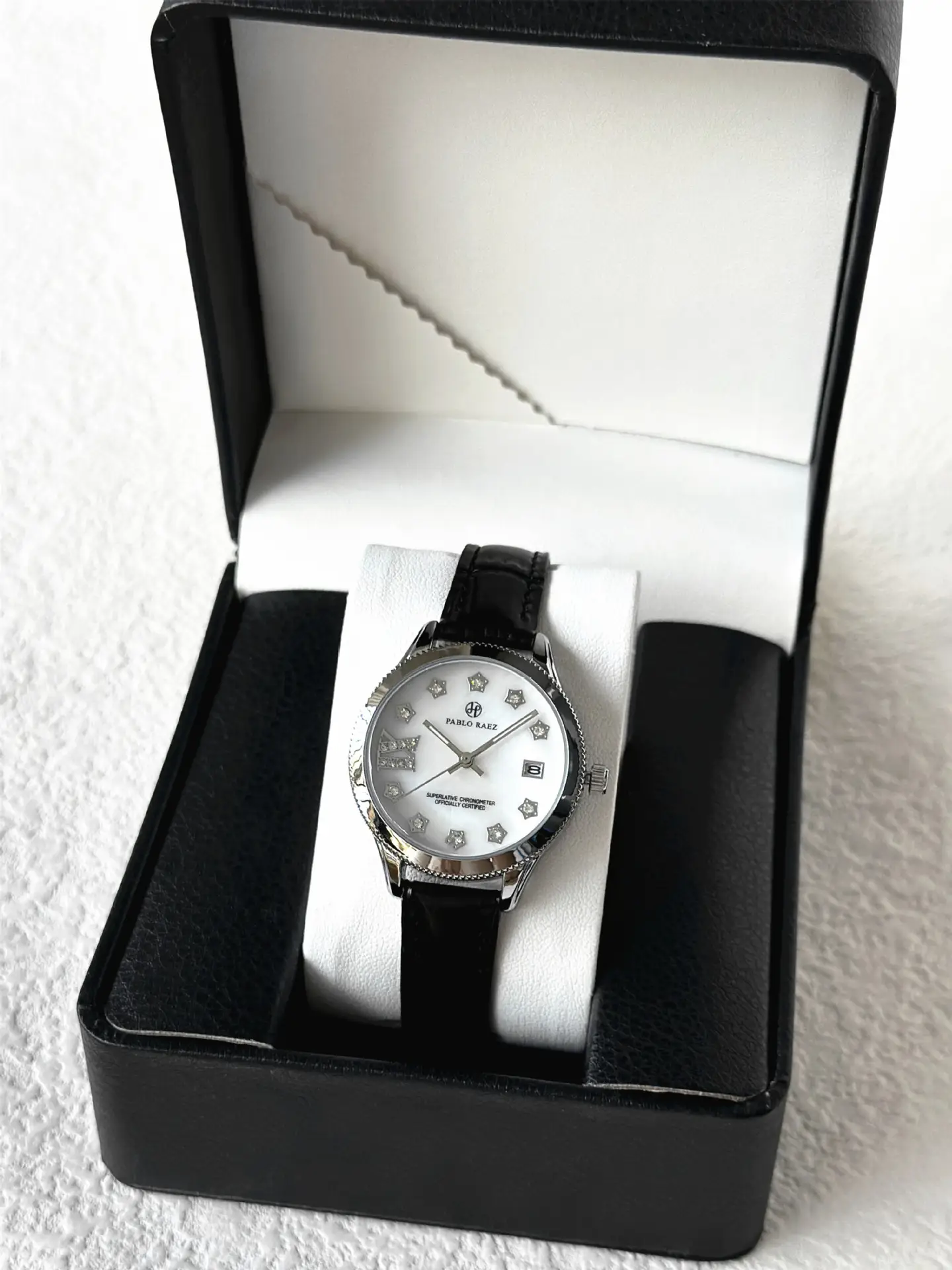 PABLO RAEZ Diamond Watch for Women Black Leather — feature 8